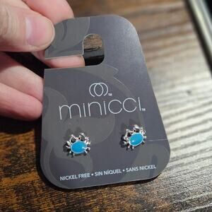 Minicci Blue & Silver-Tone Mixed Metal Crab Stud Earrings ~ Gift or Keep Casual